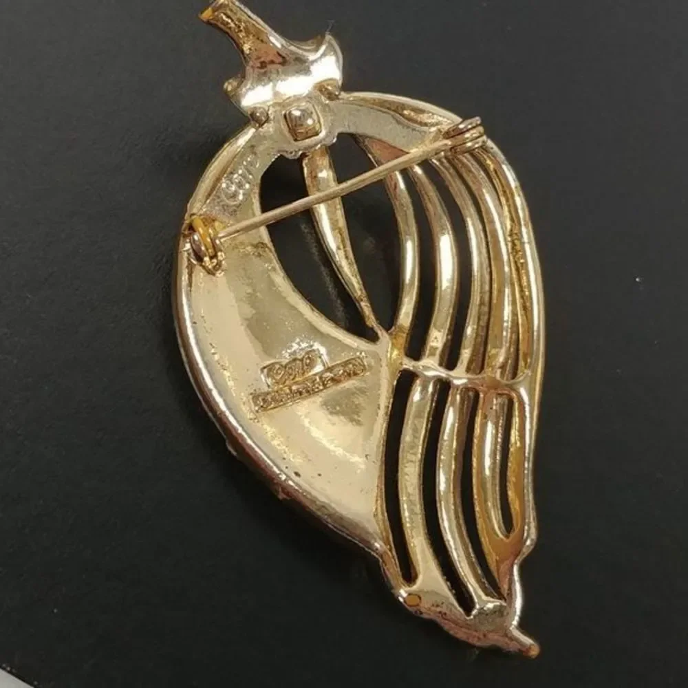 Vintage Coro Gold‎ Yellow Rhinestone Brooch